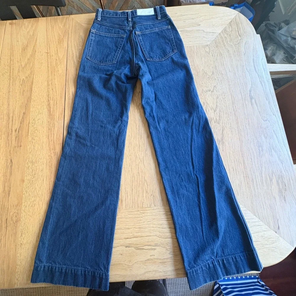$315 RE/DONE True Rinse High Rise Wide Leg Jeans Blue Denim Women's Size 24 X 32